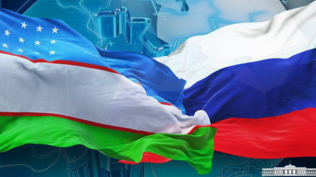 Uzbekistan and Russia Flag