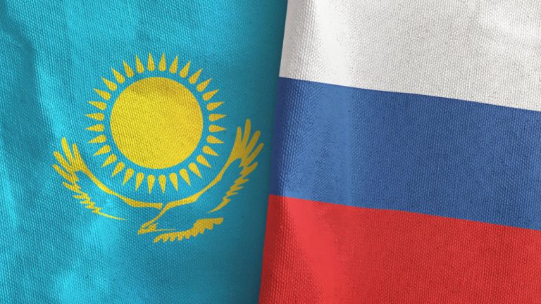 Kazakhstan and Russia Flag