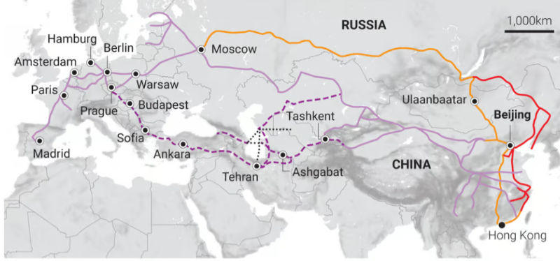 China-Eu Railway map