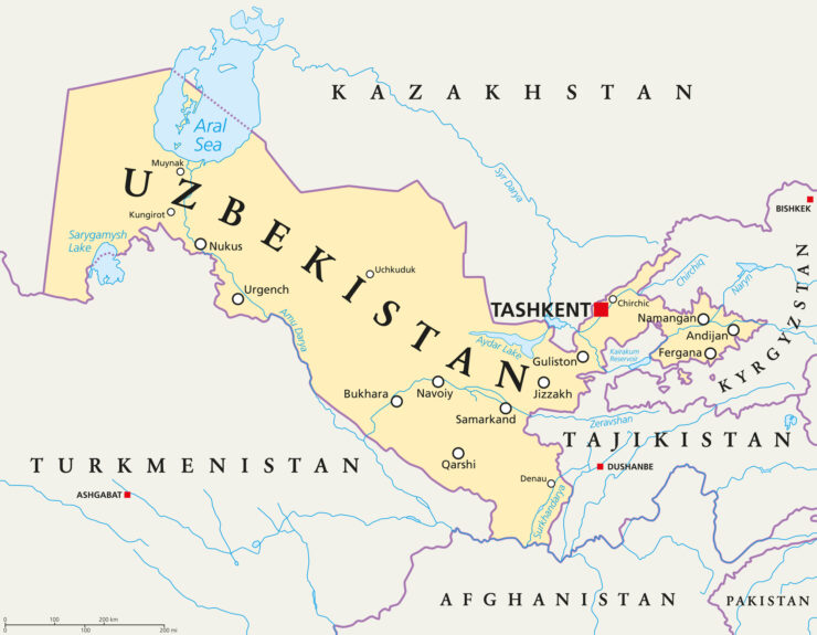 Uzbekistan map