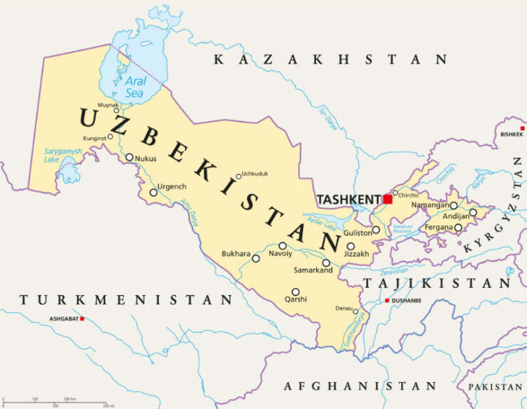 Uzbekistan map