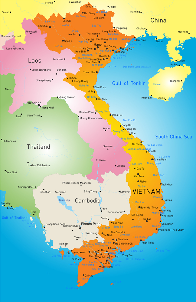 Vector color map of Vietnam