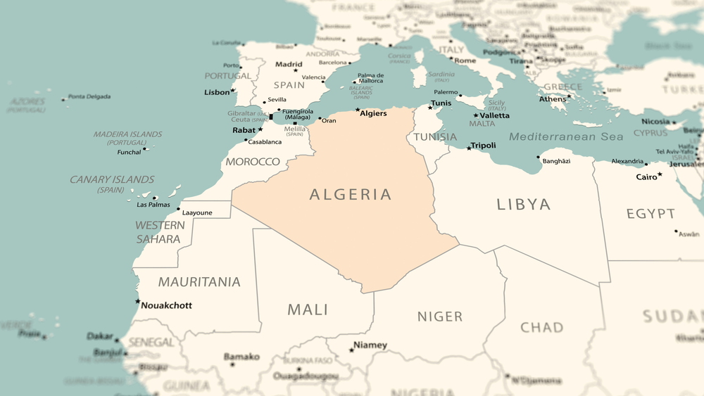 Algeria on the world map