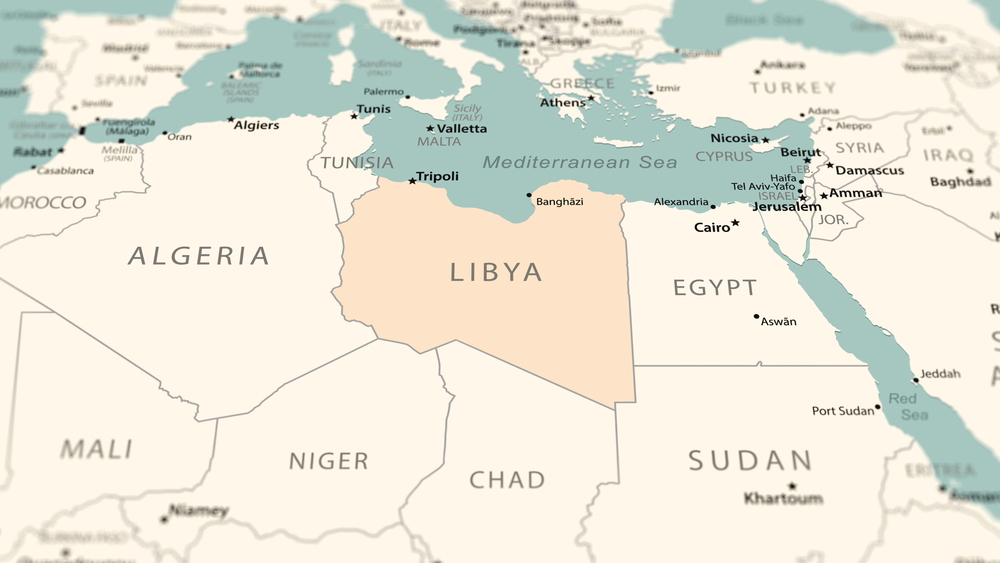 Libya on the world map