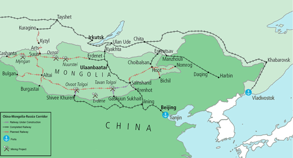 Russia-Mongolia-China Economic Corridor map