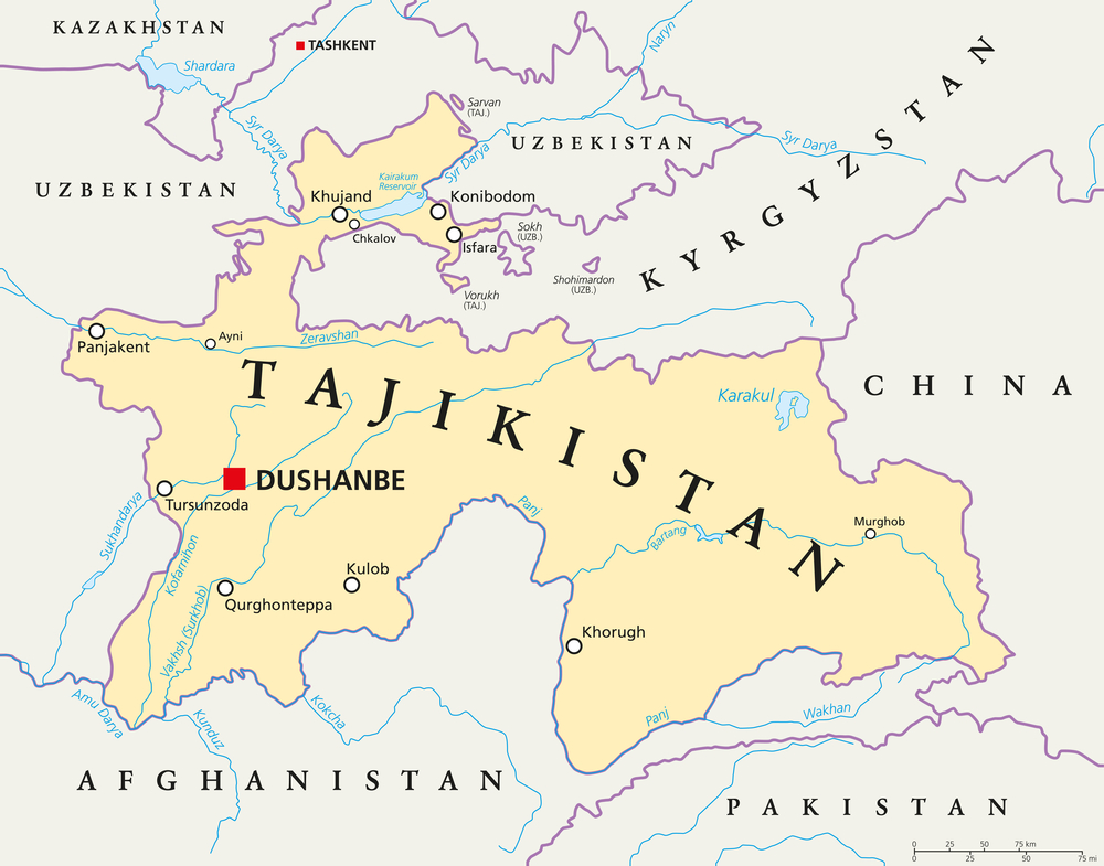 Map of Tajikistan