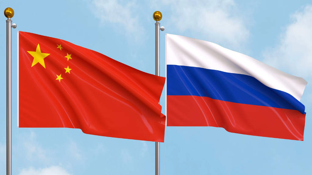 China Russia Flags