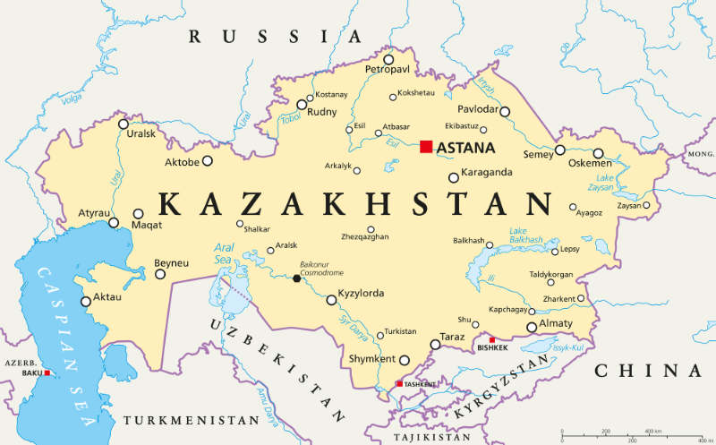 Kazakhstan map