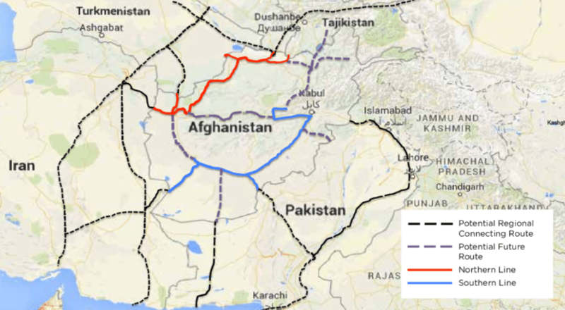 Trans Afghan Rail Map