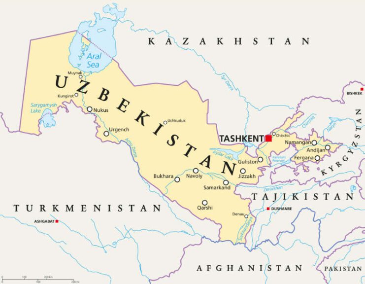 Uzbekistan map