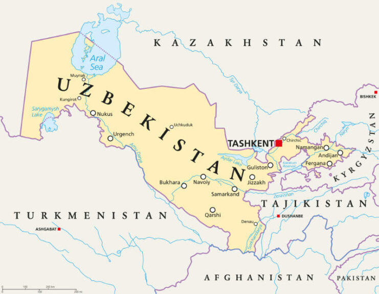Uzbekistan map